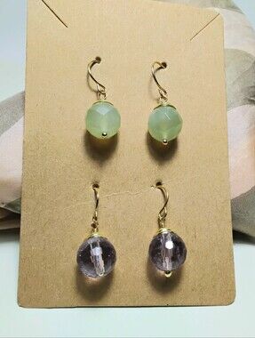14K Multi Faceted Amethyst Ball Earrings